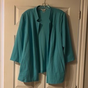 TanJay Teal Open-Front Blazer